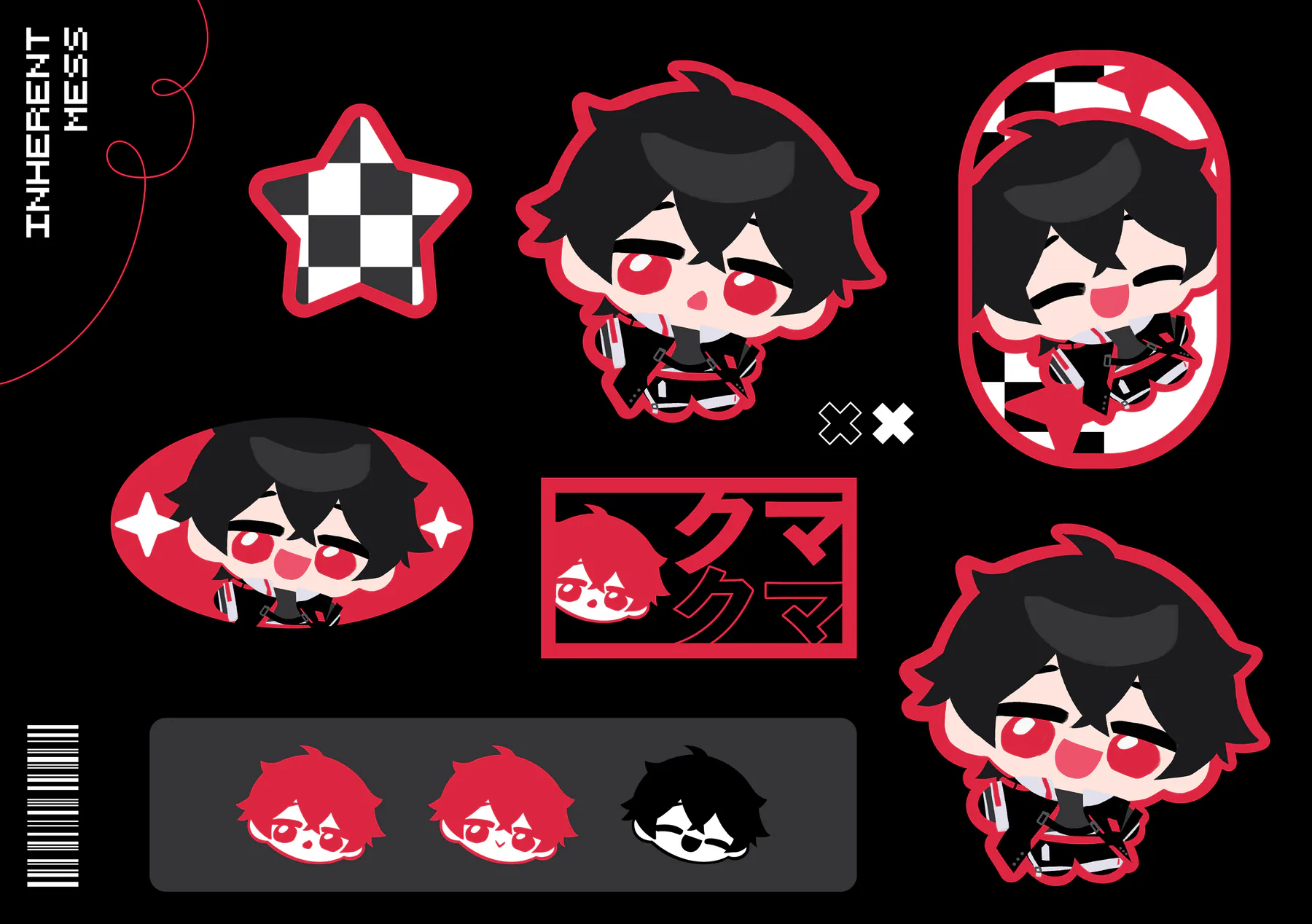 Sticker-style layout board for the Inherentmess character